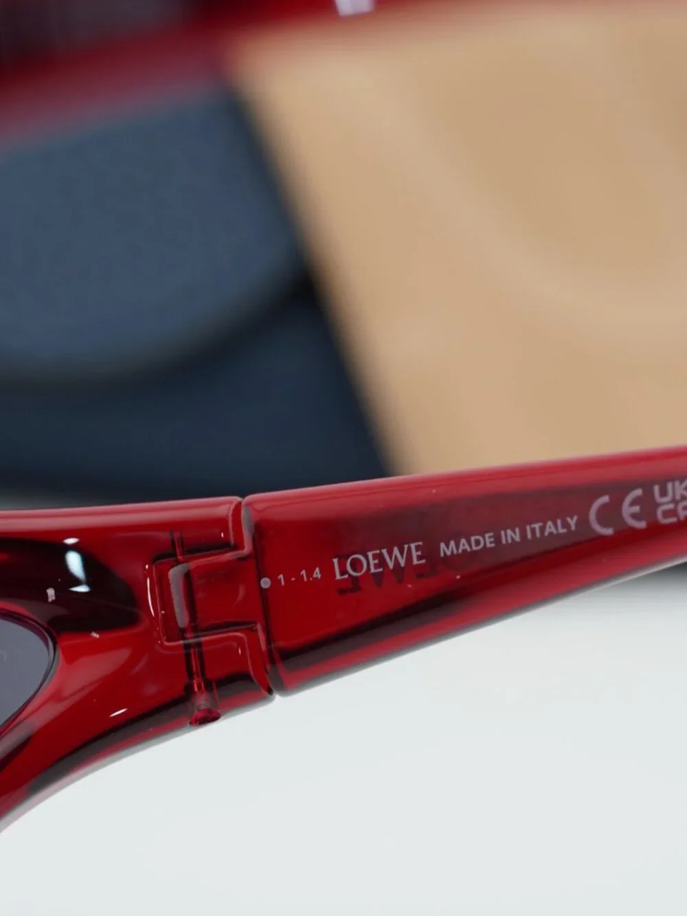 Loewe LW40143U 66A Rectangle Sunglasses - Shiny Red / Grey